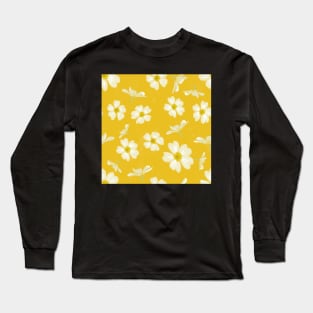 Tumbling Primroses on Yellow Long Sleeve T-Shirt